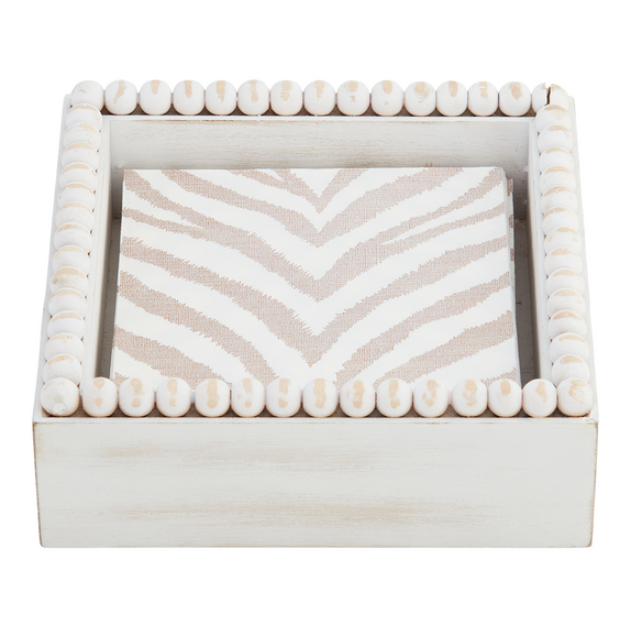 White Beaded Napkin Holder