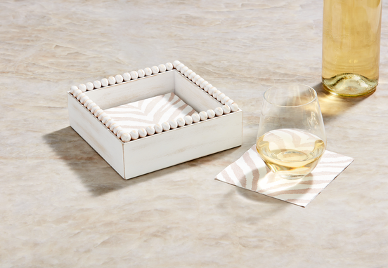White Beaded Napkin Holder