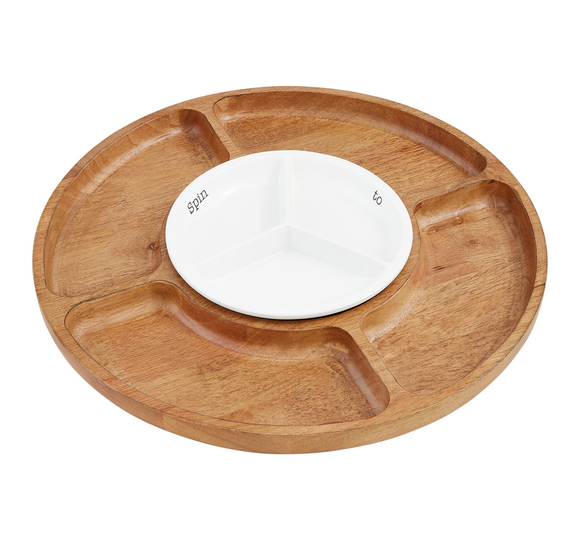 Wood and Ceramic Lazy Susan