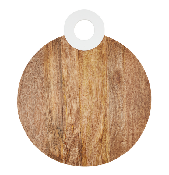 White Lacquer Handle Round Board