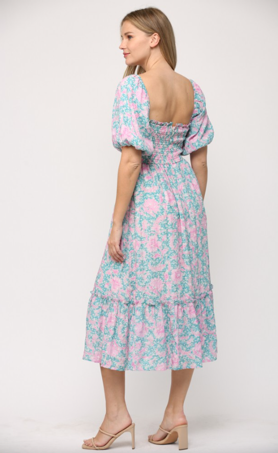 Ella Shirred Bodice Detail Midi Dress - Final Sale 30% off in cart