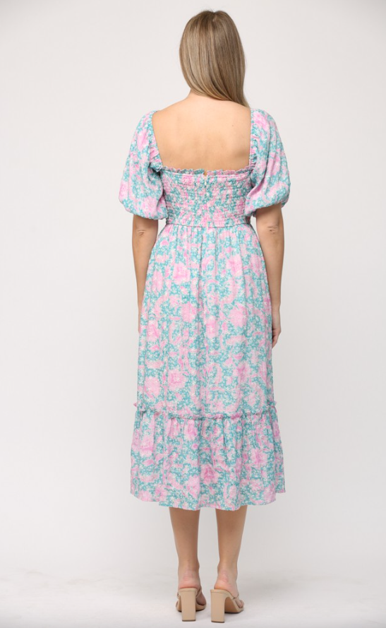 Ella Shirred Bodice Detail Midi Dress - Final Sale 30% off in cart