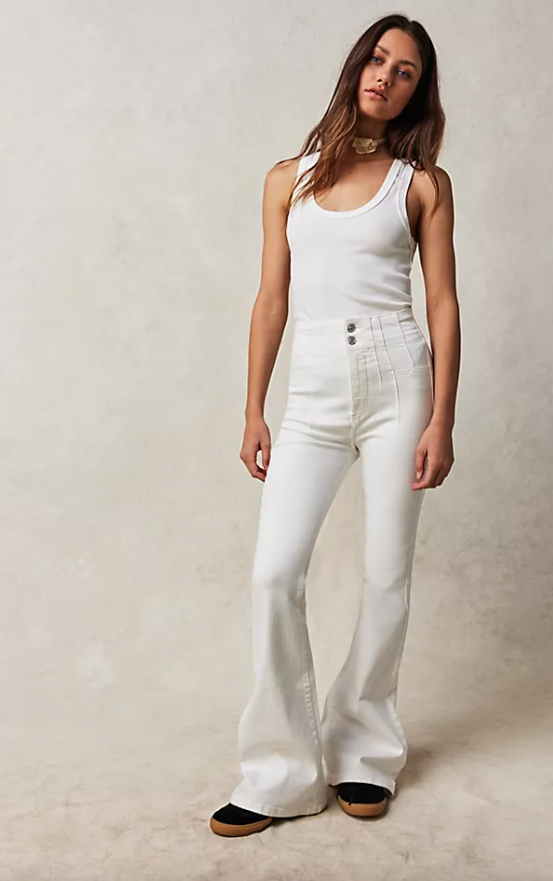 New Free People Jayde Flare Jeans in Pure White outlet