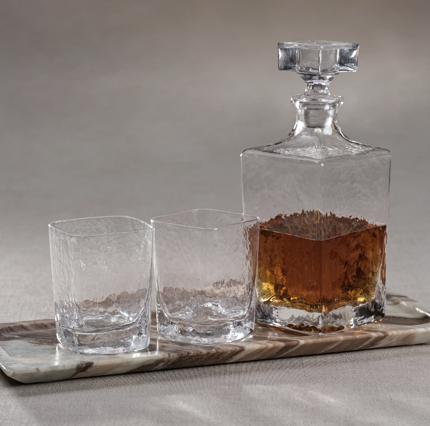 Punta Mita Hammered Glass Decanter