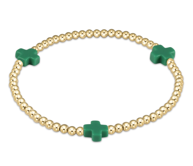 E Newton Signature Cross 3mm Bead Bracelet - Gold