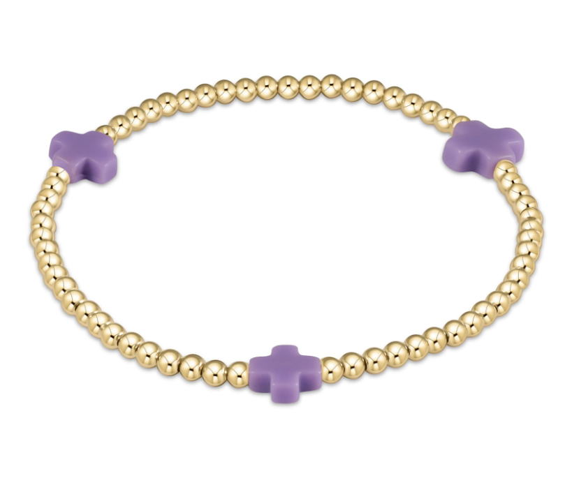 E Newton Signature Cross 3mm Bead Bracelet - Gold