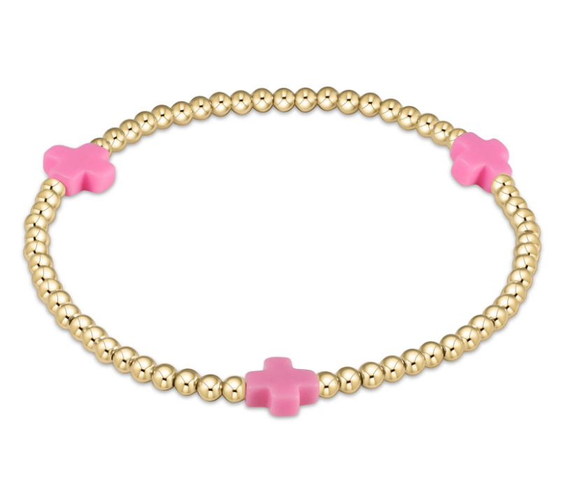 E Newton Signature Cross 3mm Bead Bracelet - Gold