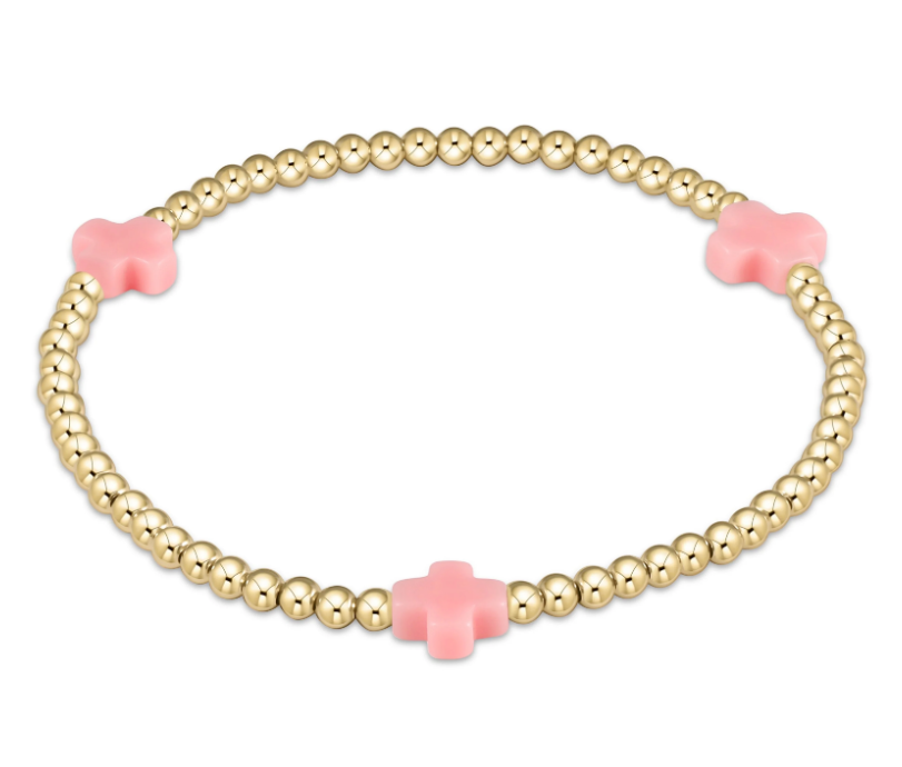 E Newton Signature Cross 3mm Bead Bracelet - Gold