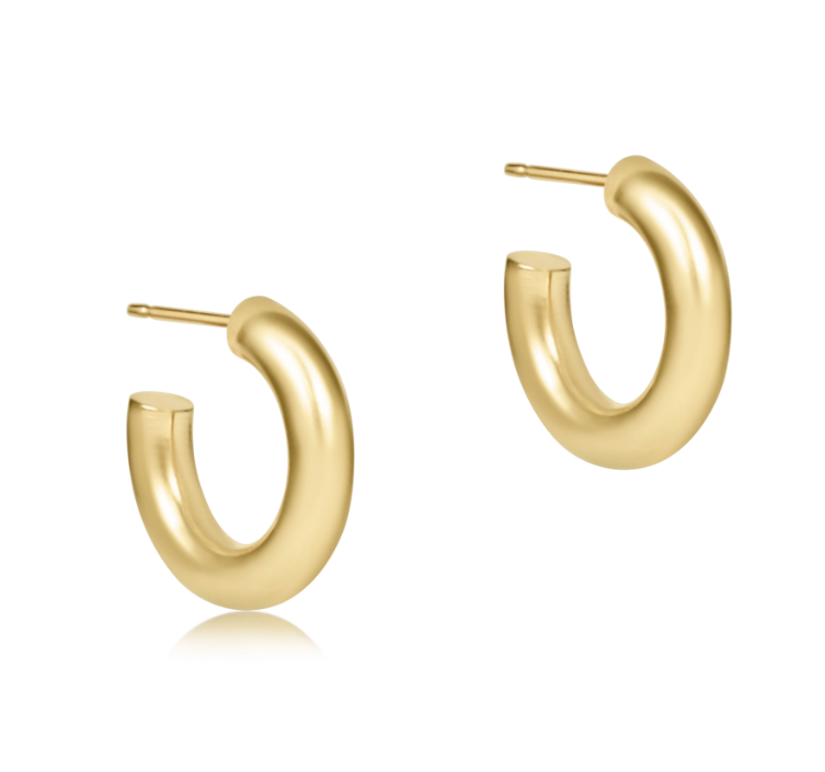 E Newton Round Gold Post Hoop - Smooth