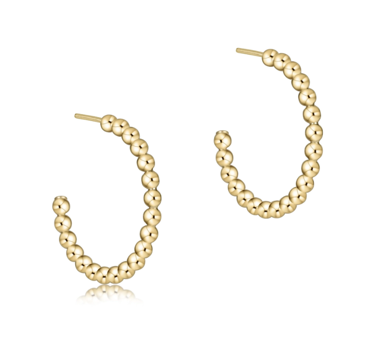 E Newton Beaded Classic Post Hoop - Gold