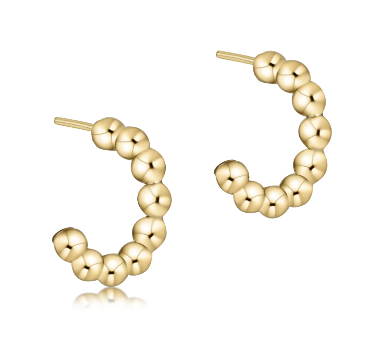 E Newton Beaded Classic Post Hoop - Gold