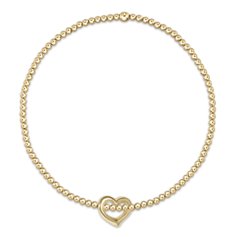 E Newton egirl Classic Gold Bead Bracelet - Love Small Gold Charm