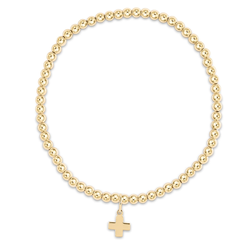 E Newton egirl Classic Gold Bead Bracelet - Signature Cross Charm