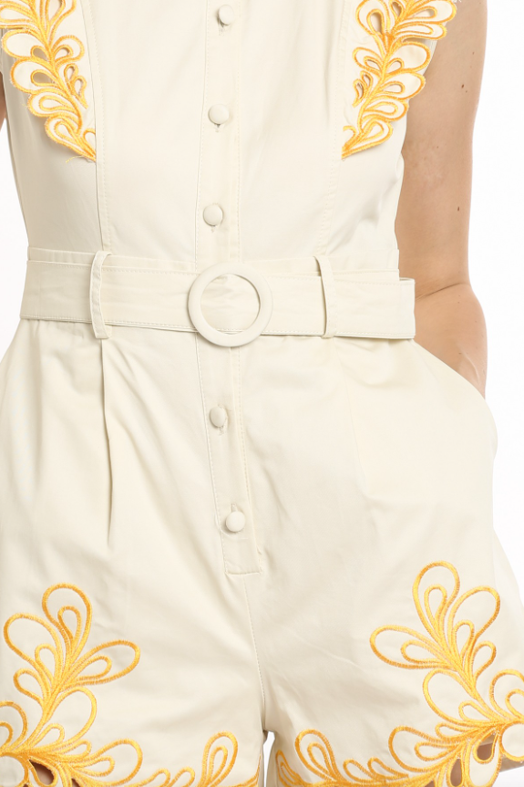 Rhett Lace Detail Belted Romper - Final Sale 40% off in cart