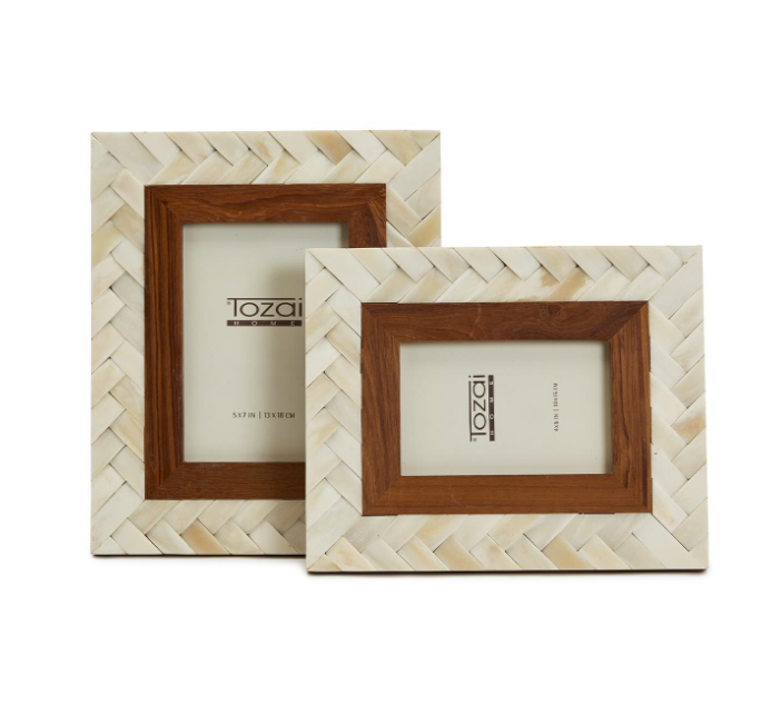 Braided Bone and Wood Photo Frame