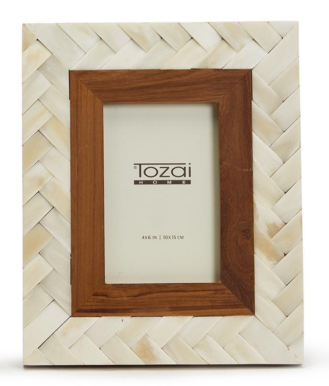 Braided Bone and Wood Photo Frame
