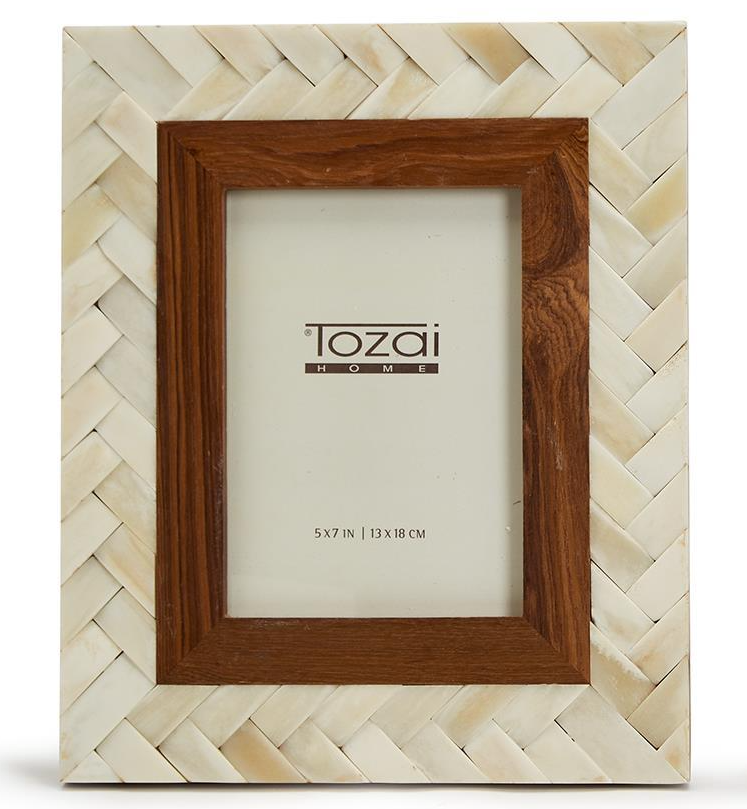 Braided Bone and Wood Photo Frame