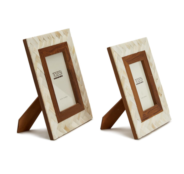 Braided Bone and Wood Photo Frame