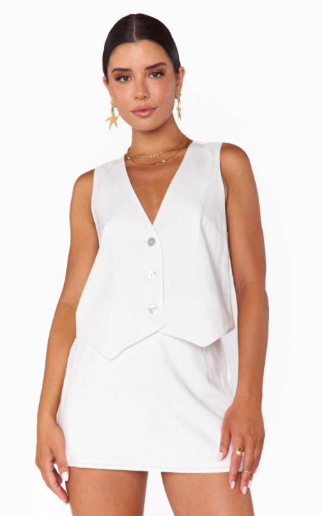 Show Me Your Mumu Vicky Vest Top - White Linen