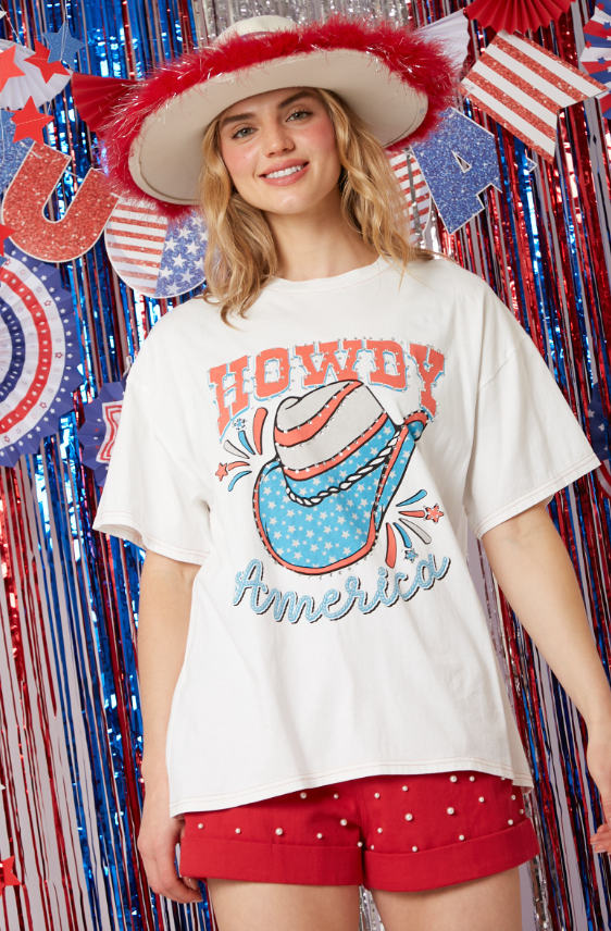 Howdy America Rhinestone Graphic Tee - Final Sale 40% off in cart