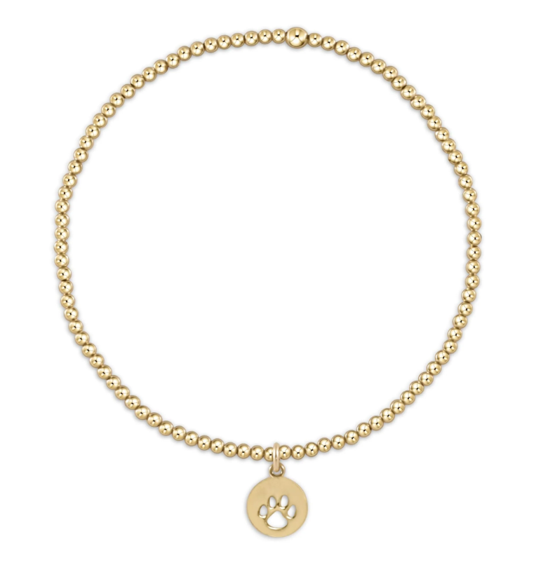E Newton Classic Gold Bead Bracelet - Paw Print