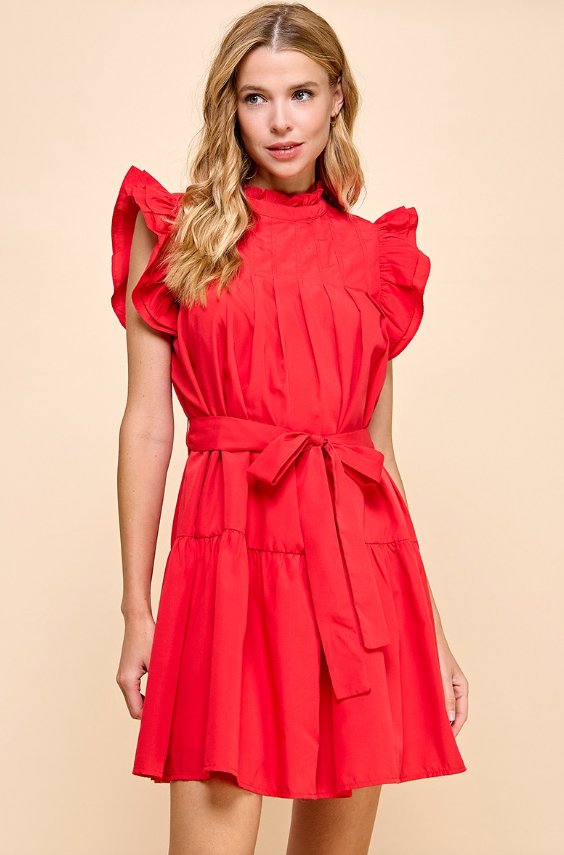 Dalia Pleated Ruffle Mini Dress - Final Sale 40% off in cart