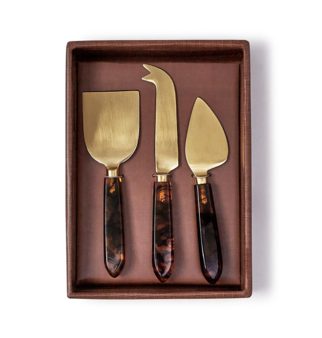 Tortoise Swirl Cheese Knives Boxed Set