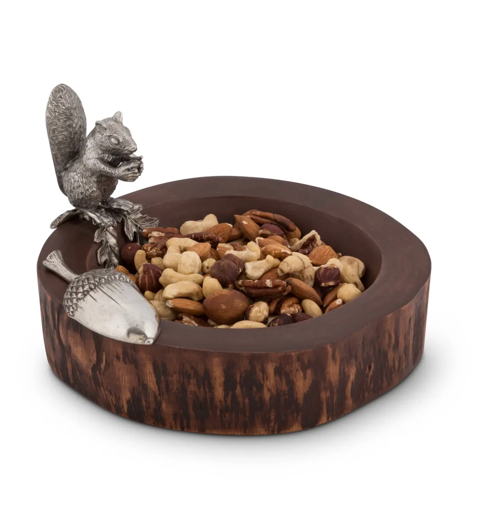 Pewter Squirrel Nut Bowl & Scoop Set