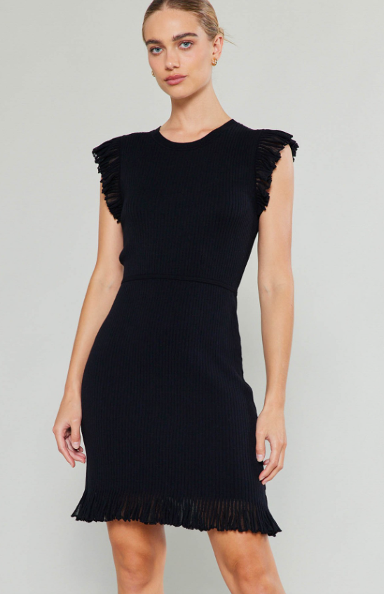 Priscilla Black Mini Sweater Dress - Final Sale 20% off in cart