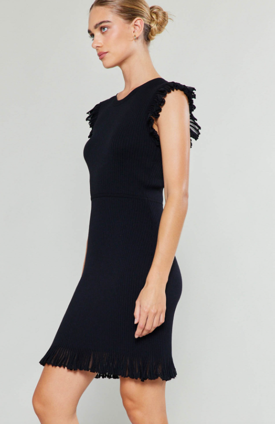 Priscilla Black Mini Sweater Dress - Final Sale 20% off in cart