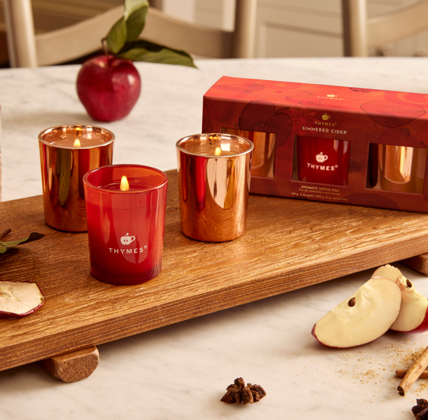 Thymes Simmered Cider Aromatic Votive Trio