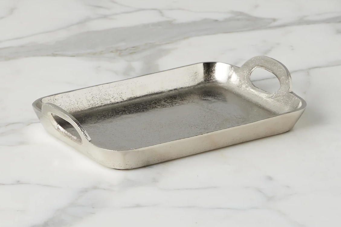 Silver Rectangle Metal Tray