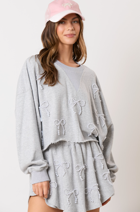 Pearl Bow Cotton Terry Skort - Final Sale 40% off in cart