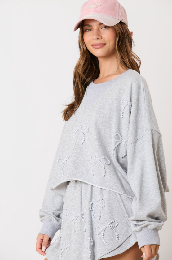 Pearl Bow Cotton Terry Skort - Final Sale 40% off in cart