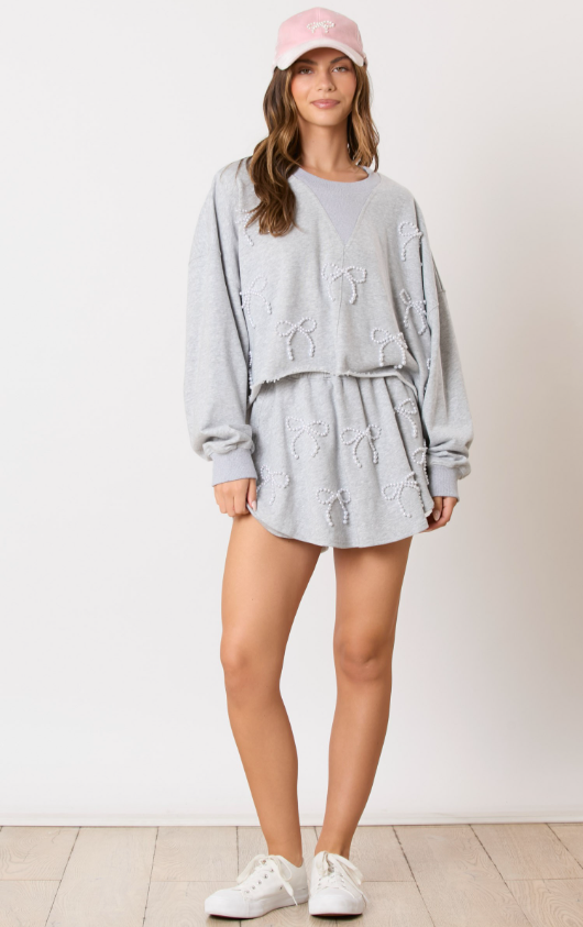 Pearl Bow Cotton Terry Skort - Final Sale 40% off in cart