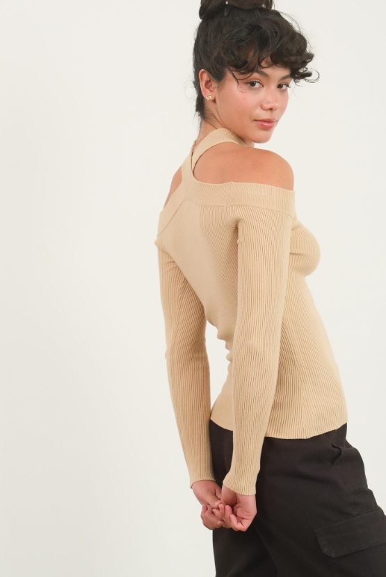 Esme Ribbed Halter Off Shoulder Top - Final Sale 30% off in cart