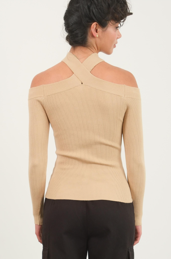 Esme Ribbed Halter Off Shoulder Top - Final Sale 30% off in cart