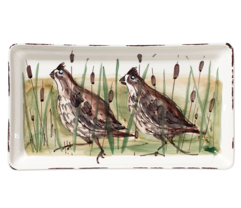 Vietri Wildlife Quail Rectangular Platter