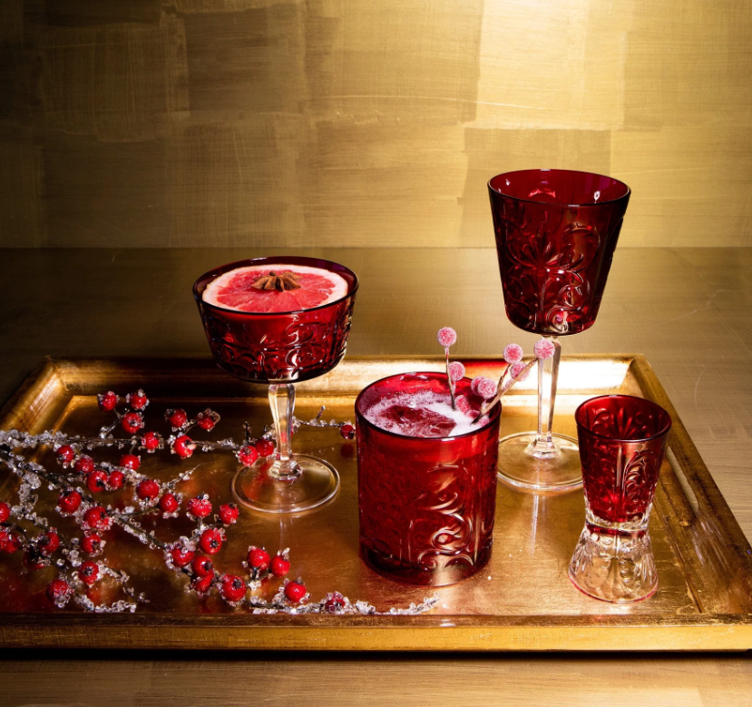 Vietri Barocco Ruby Double Old Fashioned Glass