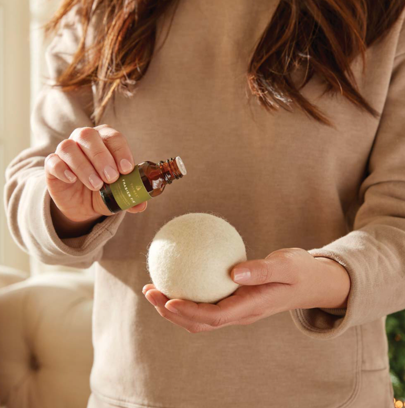 Thymes Frasier Fir Wool Dryer Balls & Laundry Fragrance Oil Set