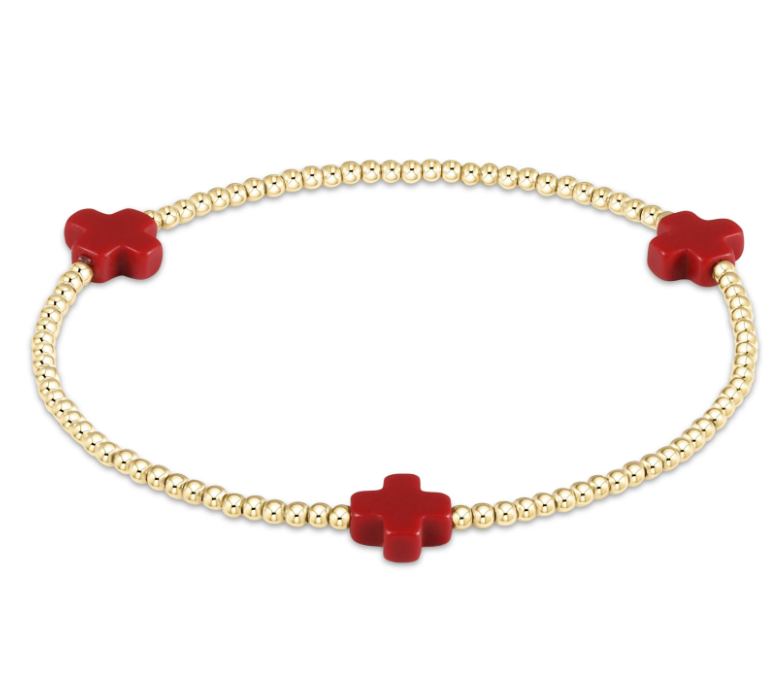 E Newton Signature Cross 2mm Bead Bracelet