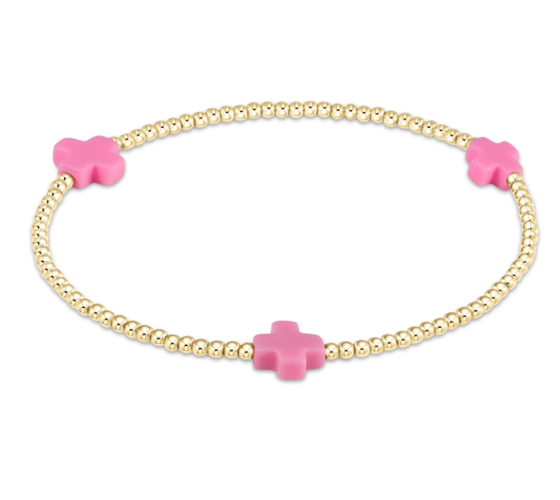 E Newton Signature Cross 2mm Bead Bracelet