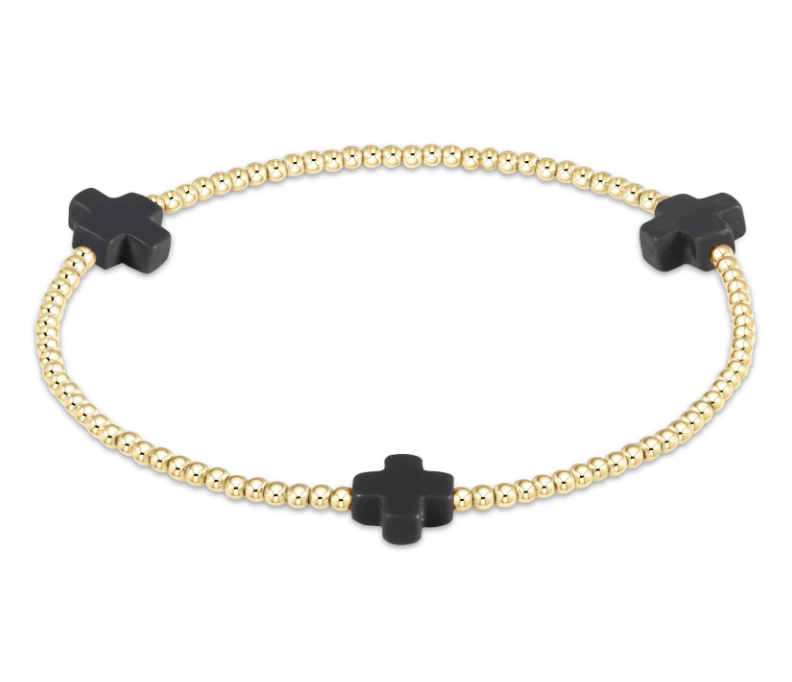 E Newton Signature Cross 2mm Bead Bracelet