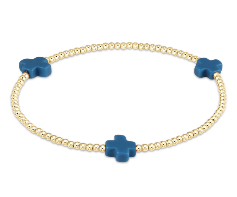 E Newton Signature Cross 2mm Bead Bracelet