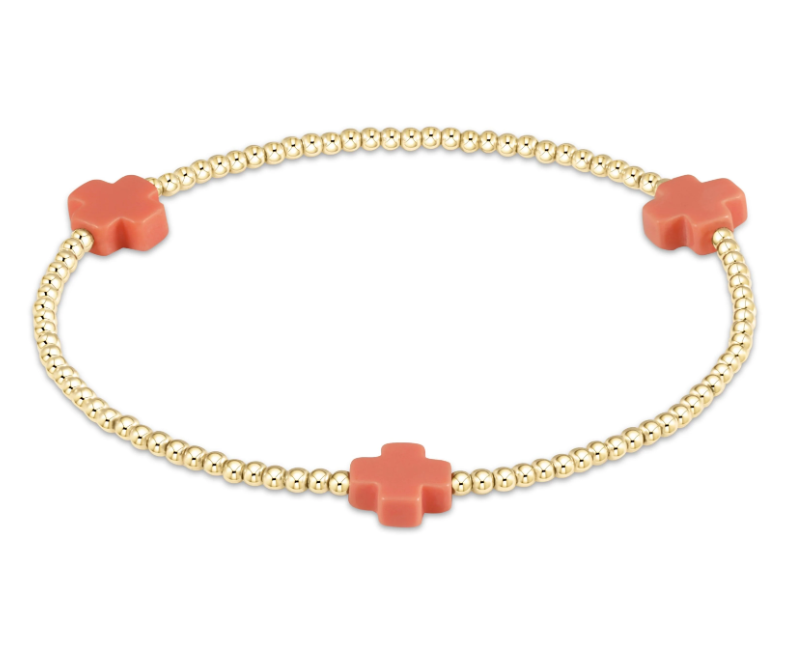 E Newton Signature Cross 2mm Bead Bracelet