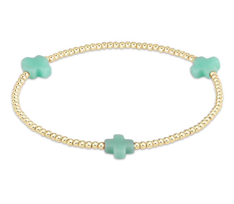 E Newton Signature Cross 2mm Bead Bracelet