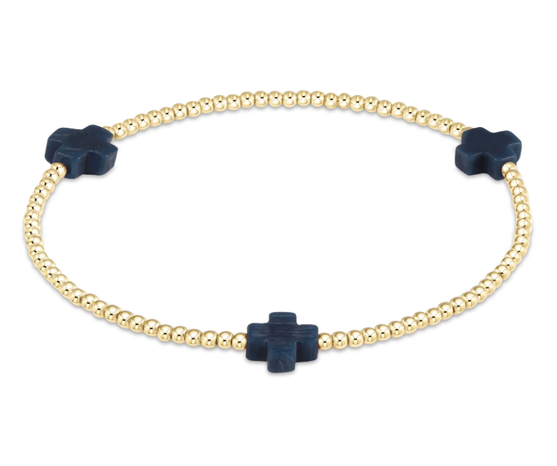 E Newton Signature Cross 2mm Bead Bracelet