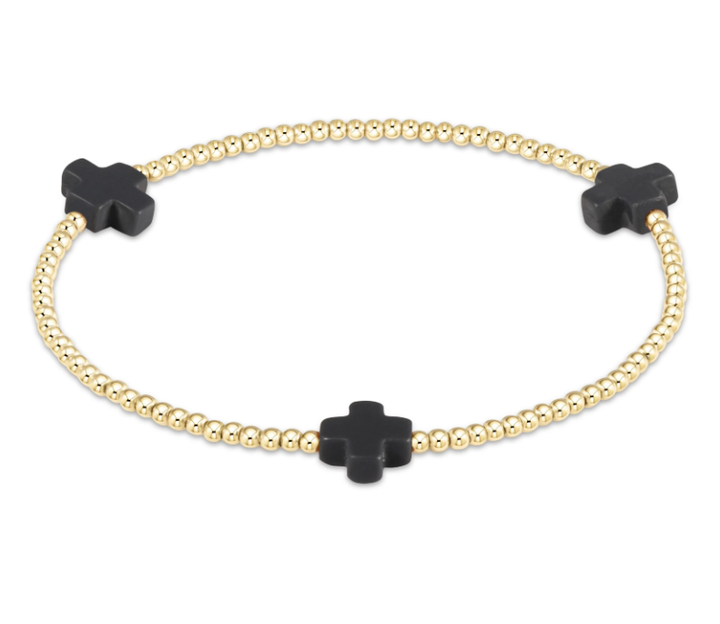 E Newton Signature Cross 2mm Bead Bracelet