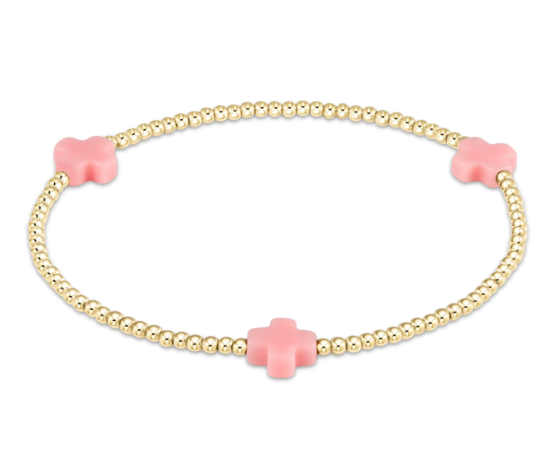 E Newton Signature Cross 2mm Bead Bracelet