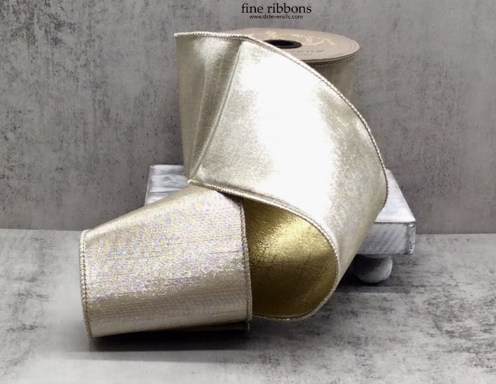 10yds Holiday Ribbon - Double Sided Metallic Dupion
